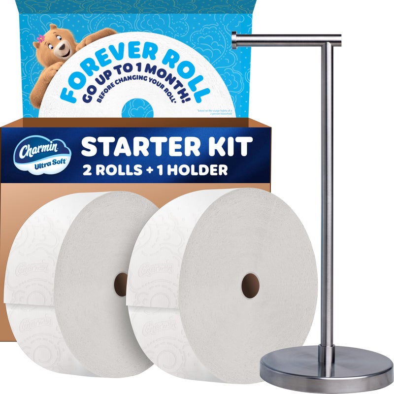 Charmin Toilet Paper Ultra Soft Forever Roll Starter Kit 1 Holder 2 Rolls 2ply Bath Tissue